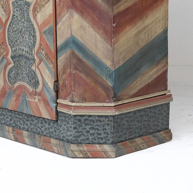 Rustic Farmhouse Folk Art Painted Bridal Cabinet, 1784 For Sale - Image 8 of 18