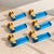 Set of Six 1970s Italian Blue Murano Glass and Brass Door Handles For Sale - Image 6 of 8