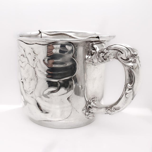 Antique American Art Nouveau Unger Bros. Sterling Silver Shaving Mug With Insert For Sale - Image 4 of 11