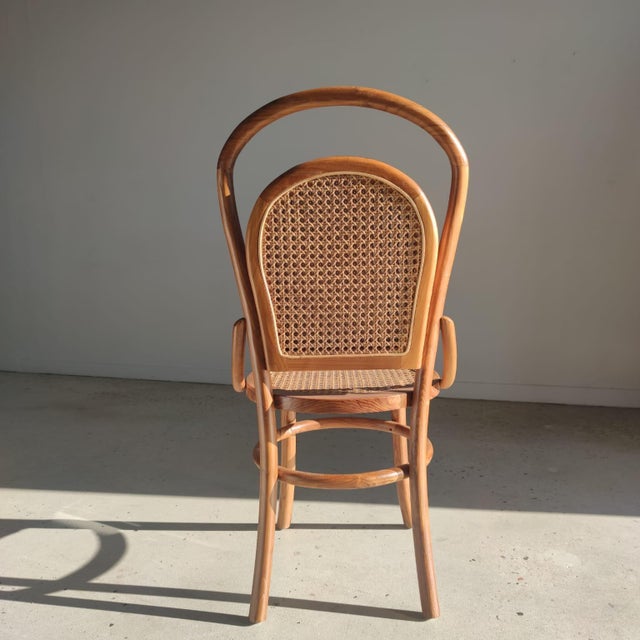 Vintage Natural Wood Cane Chair, 1980s For Sale - Image 9 of 18