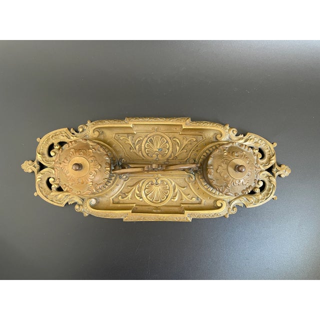 Victorian Austrian Gilt Bronze Double Inkwell Desk Set For Sale - Image 4 of 12