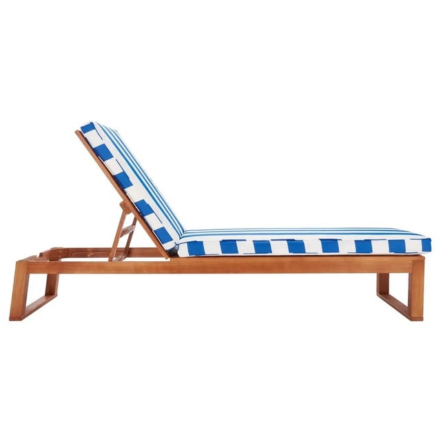 Solano Sunlounger - Natural/Royal Blue Striped For Sale - Image 4 of 12