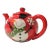 Vintage Hand Painted Red & White Snowman Porcelain Snowflake Christmas Holiday Teapot Tea Pot For Sale