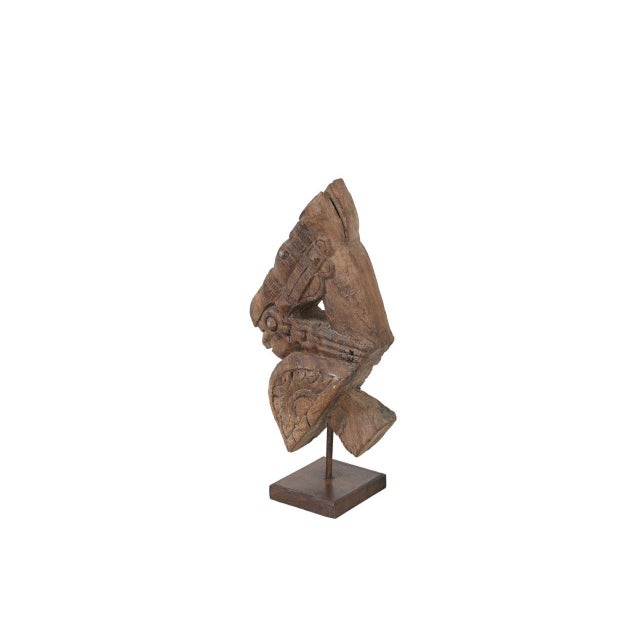 Antique Indian Carved Teakwood Horse Head Corbel featuring a stylized horse motif, traditionally used as an architectural...