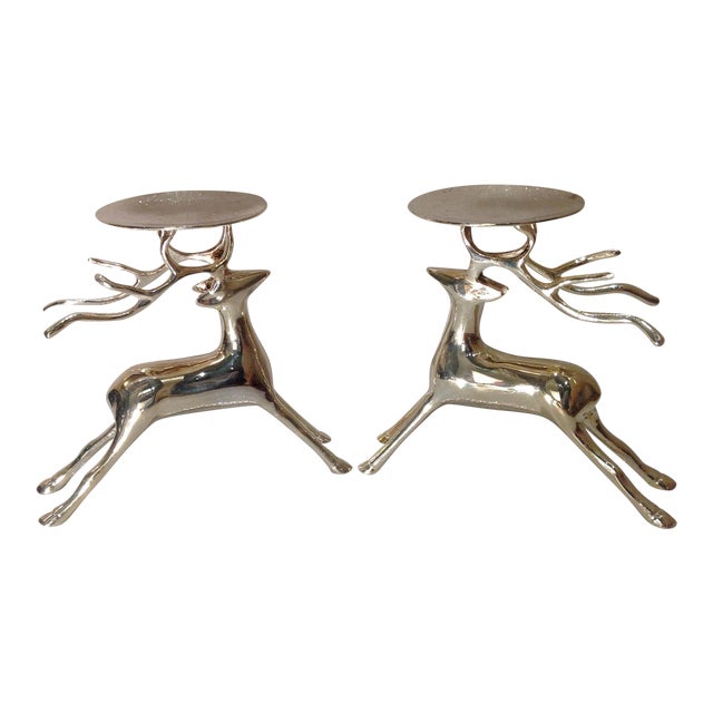 Vintage Silver Plate Reindeer Candle Holders A Pair Chairish
