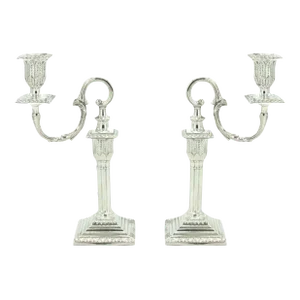 Sheffield English Plate Piano Candlesticks - a Pair