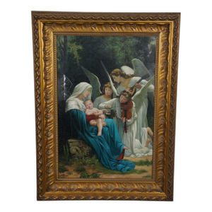 Late 20th Century Song of the Angels Painting After Adolphe William Bouguereau Framed 46"