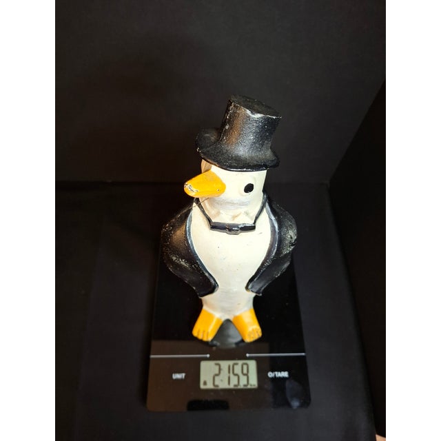 Antique Hubley #463 Cast Iron Dapper Penguin Top Hat Bow Tie Doorstop Circa 1930s For Sale - Image 18 of 18