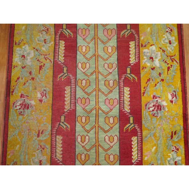 Contemporary Colorful Red Yellow Turkish Melas Early 20th Century Wool Runner - 3'5" x 13' For Sale - Image 3 of 6