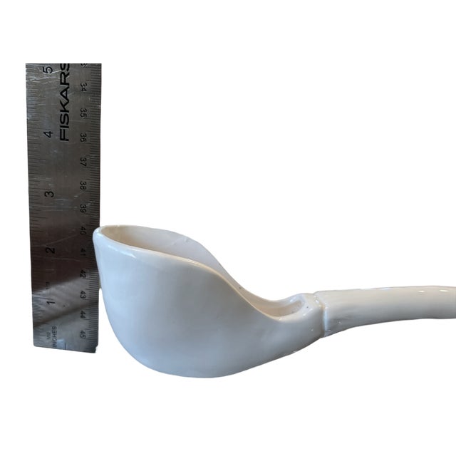 Vintage White Porcelain Ladle With Sculptural Handle for Tureen – 9” For Sale In Jacksonville, FL - Image 6 of 7