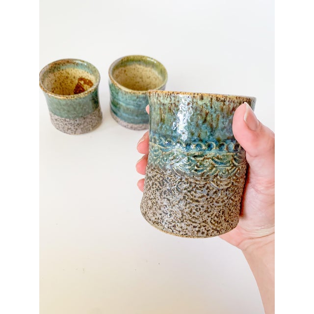 Contemporary Artisan Speckled Studio Pottery Mugs - Set of 4 For Sale - Image 3 of 12