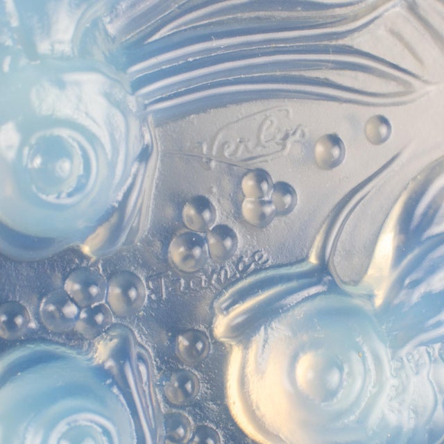 Glass Verlys France Art Deco Opalescent Glass Wine Coasters with Fish Decor, 2 pieces For Sale - Image 7 of 16