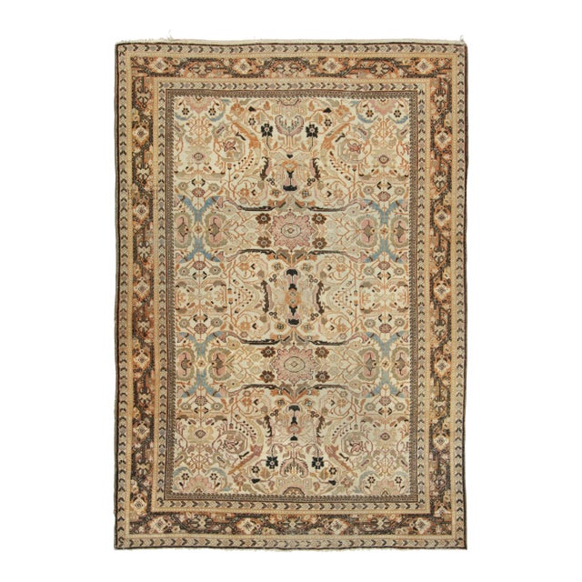 Antique Persian Mahal Rug With Allover Colorful Floral Patterns - Rug & Kilim For Sale