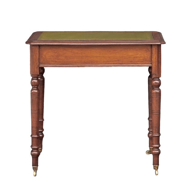 English Diminutive Writing Table or Desk of Walnut With Inset Leather Top For Sale In Austin - Image 6 of 14