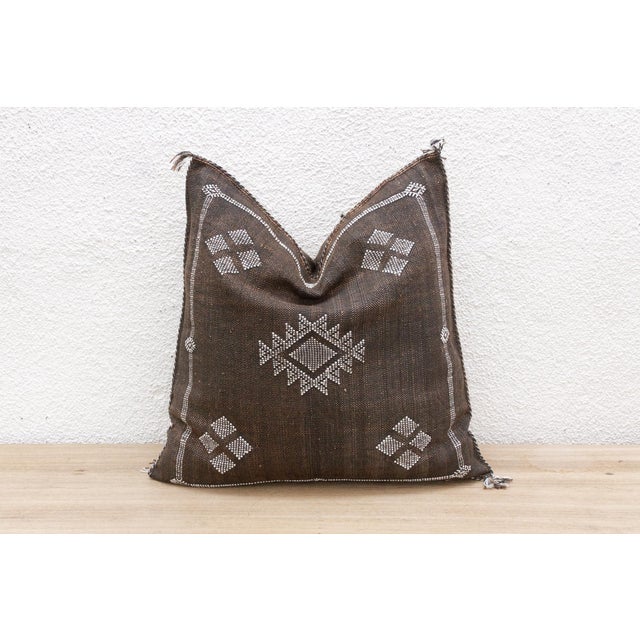 Tribal Fez Earth Large Silk Rug Pillow For Sale - Image 3 of 6