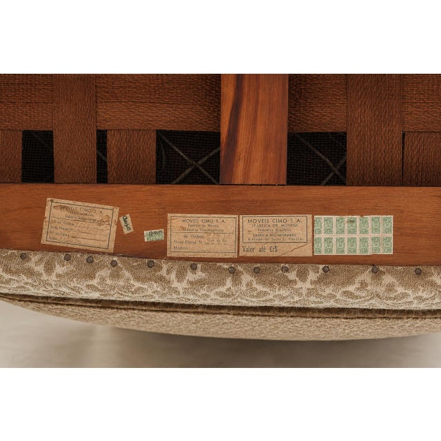 Brazilian Modern Loveseat in Imbuia Wood and Sage Mohair, Cimo, Brazil, 1950s For Sale - Image 14 of 14