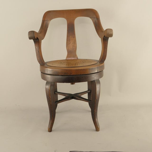 Early 20th Century Walnut Swivel Barber Chair, Austria For Sale - Image 6 of 13