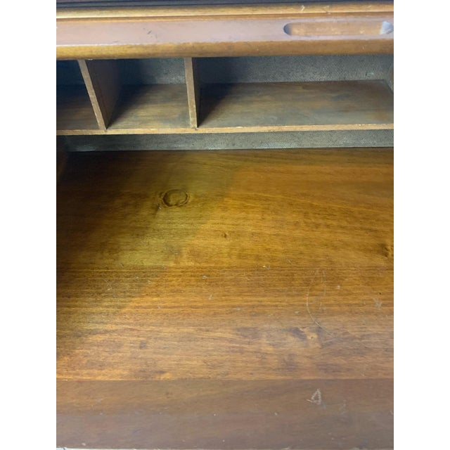 Brown 1940s Early Mid Century Child's Roll Top Desk & Swivel Chair - 2 Pieces For Sale - Image 8 of 13