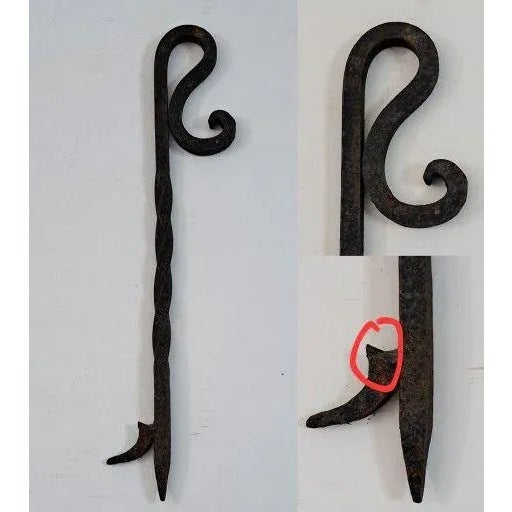 Vintage Wrought Iron Fireplace Tool Set with Stand Twisted Metal & Flower Design- 7 Pieces For Sale - Image 10 of 10