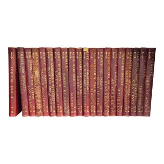 1901 Red Leather Bound Shakespeare 20 Book Set For Sale