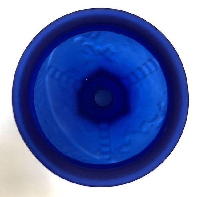 1980s Frosted Cobalt Blue 1939 World Fair Bottle Lamp Base by Sarsaparilla, 20 Available For Sale - Image 5 of 7