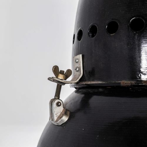Black Large Scale Industrial Black Enamel Pendant Lamp, 1950s For Sale - Image 8 of 13