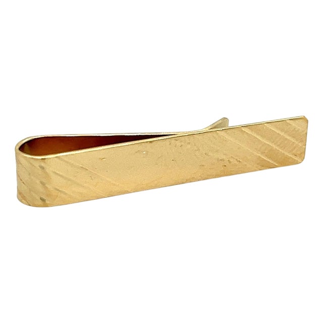 1990s Tiffany & Co Estate Tie Clip 1 10/16 14k Yellow Gold For Sale