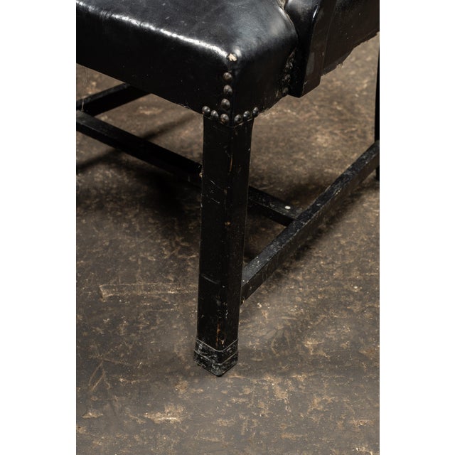Pair of Black Leather Revival Armchairs With Nailhead Trim For Sale - Image 12 of 12