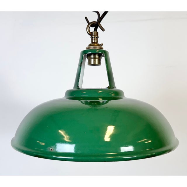 1960s Industrial Green Enamel Factory Pendant Lamp, 1960s For Sale - Image 5 of 18
