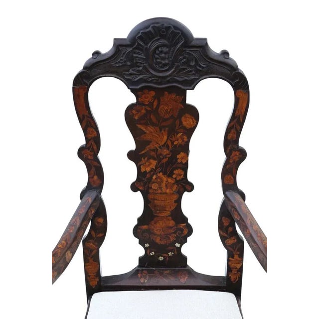 18th Century Dutch Marquetry Elbow Arm Chair For Sale - Image 5 of 8