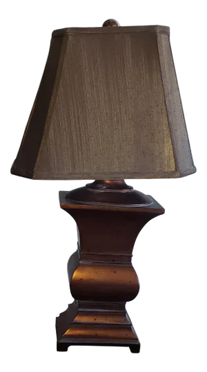 1980s Bloomingdales Copper Patina Baluster Style Wood Table Lamp
