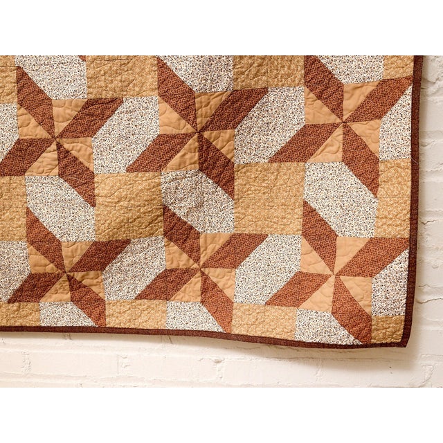 Brown Brown Geometric Quilt For Sale - Image 8 of 12