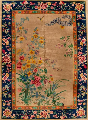 Antique Colorful Chinese Nichols Wool Rug