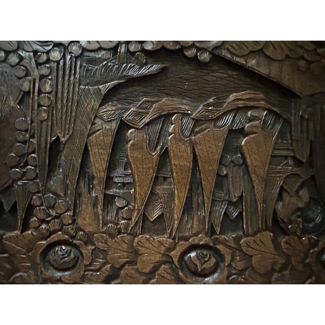 Wood Vintage Medium Asian Hand-Carved Camphor Wood Chest With Brass Hardware For Sale - Image 7 of 15