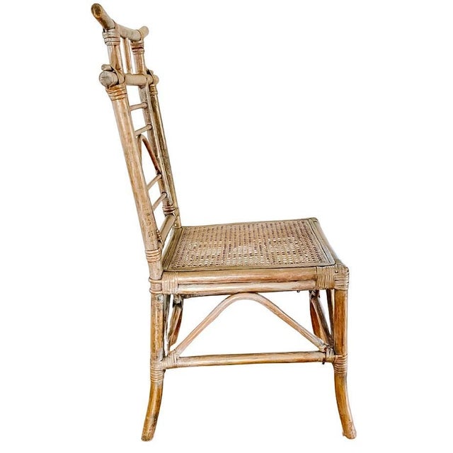 Wood Mid-Century Hollywood Regency Bamboo & Rattan Pagoda Writing Desk and Chair Set - 2 Piece For Sale - Image 7 of 11