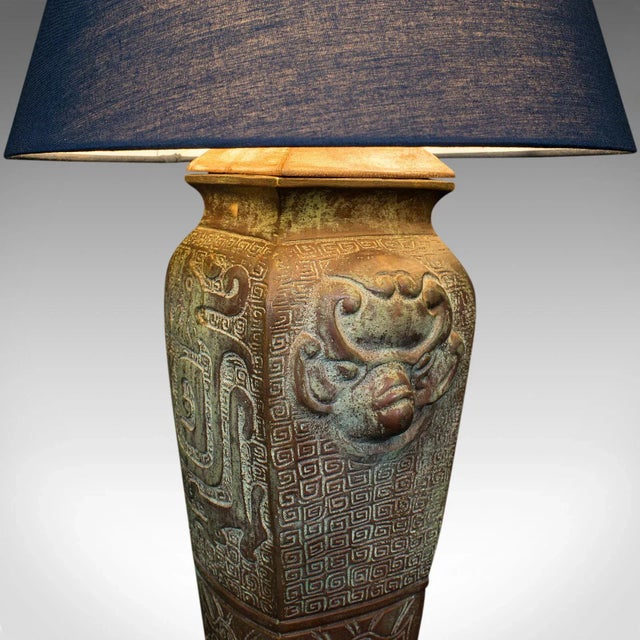 Bronze 1970s Vintage Oriental Bronze Decorative Table Lamp For Sale - Image 8 of 11