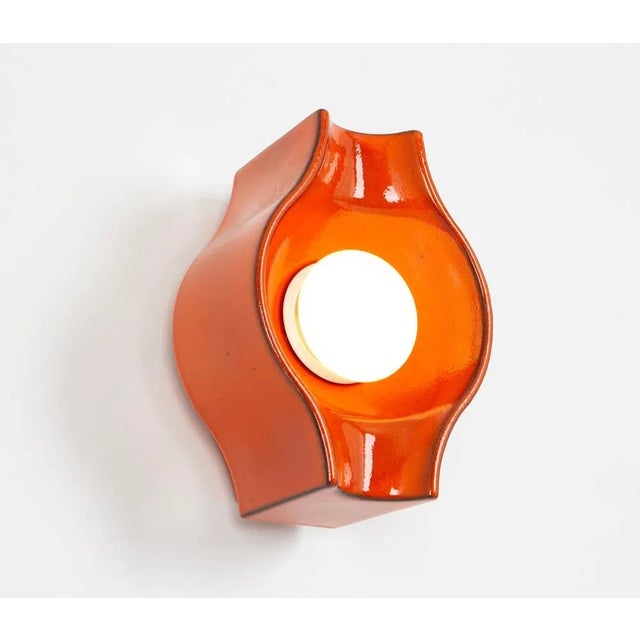Orange Ceramic Wall Light by Cari Zalloni, 1970s For Sale - Image 6 of 10