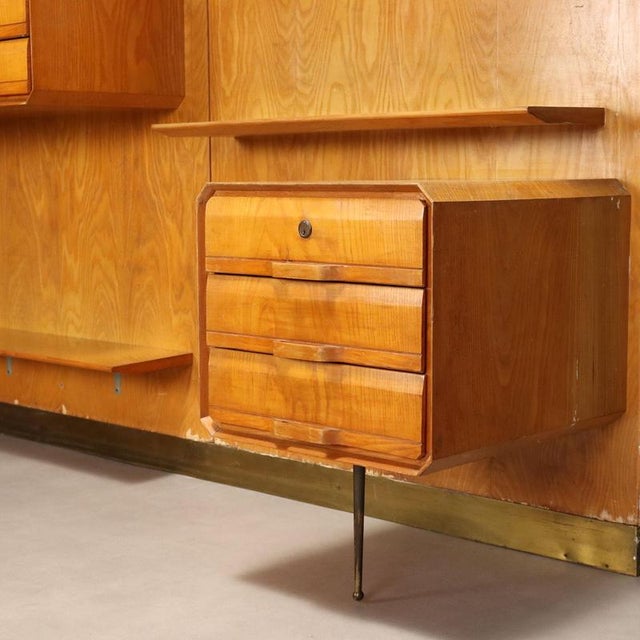 Tan Maple Wall Bookcase, 1960s For Sale - Image 8 of 16