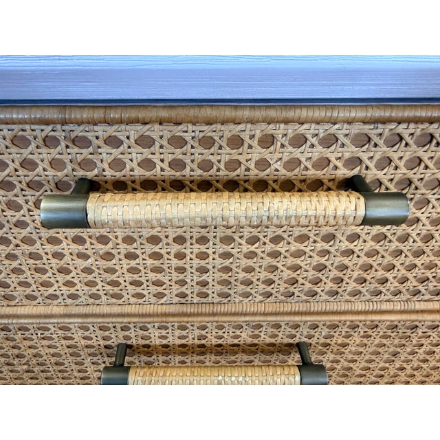 2020s Serena & Lily Whitewashed Cane Front Rattan Buffet Sideboard Bar Credenza For Sale - Image 5 of 10