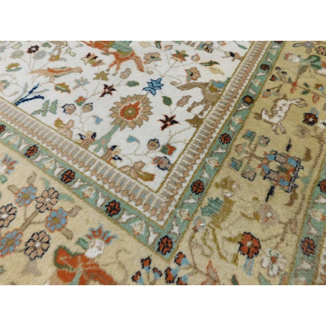 Mid Century Hand Knotted Persian Tabriz Rug, Depicting Royal Hunting Scene. For Sale - Image 17 of 18