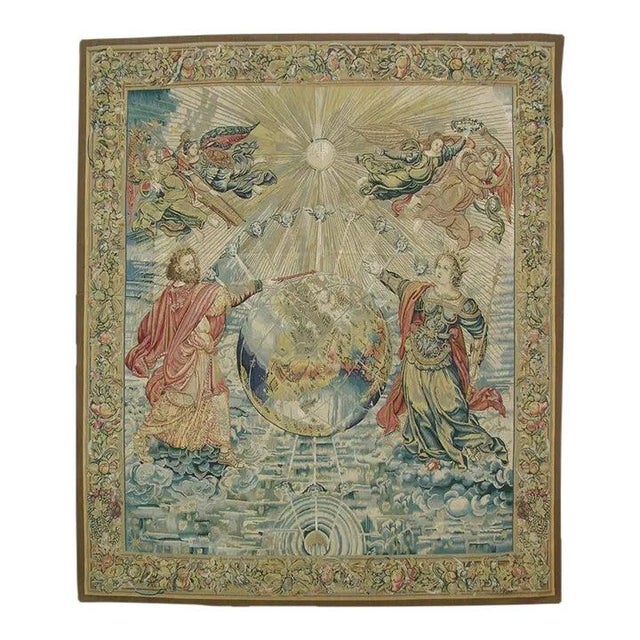 Tan Vintage Tapestry Depicting a Royal Ceremony For Sale - Image 8 of 8