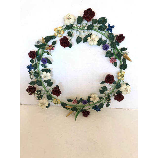 Painted Iron & Tole Wreath Wall Sculpture For Sale - Image 13 of 13