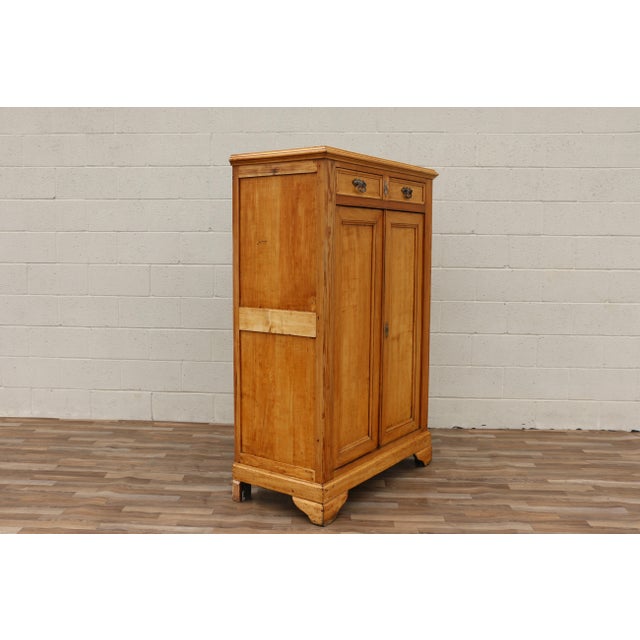 Late 19th Century Antique Pine Vertiko Cabinet | Late 19th Century Solid Wood Cupboard With Drawers & Shelves | Rustic European Storage Cabinet For Sale - Image 5 of 18