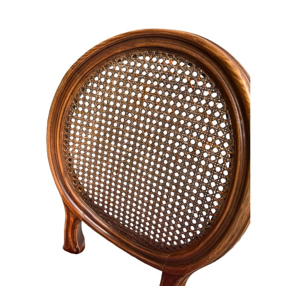 Brown 1970s Louis XVI Style Cane Back, Oval Back and Upholstered Seats- a Pair For Sale - Image 8 of 8