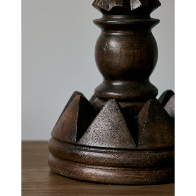 Wood 1940s Charlies Dudouyt Wooden Table Lamp, France For Sale - Image 7 of 16
