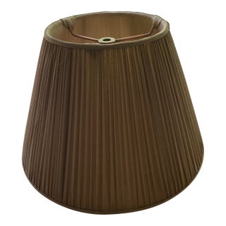 Brown Silk Hand-Shirred Lampshade For Sale