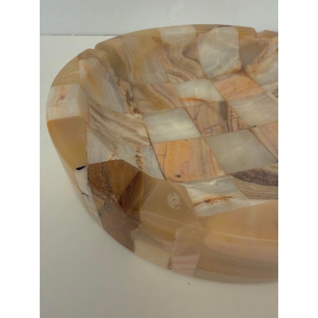 Mid-Century Modern Large Vintage Onyx Checkerboard Pattern Ashtray Catchall For Sale - Image 3 of 10