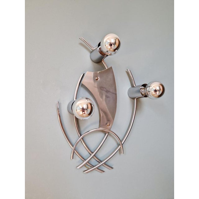 Large Vintage Wall Light in Chrome Metal, 1970s For Sale - Image 3 of 18