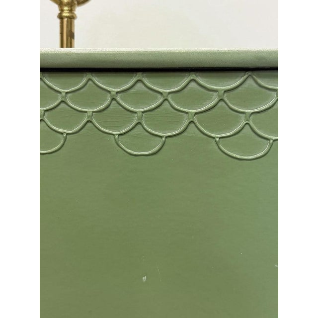 1940s Chinoiserie Celadon Porcelain Foo Dog Lamp, Custom Shade For Sale - Image 9 of 10