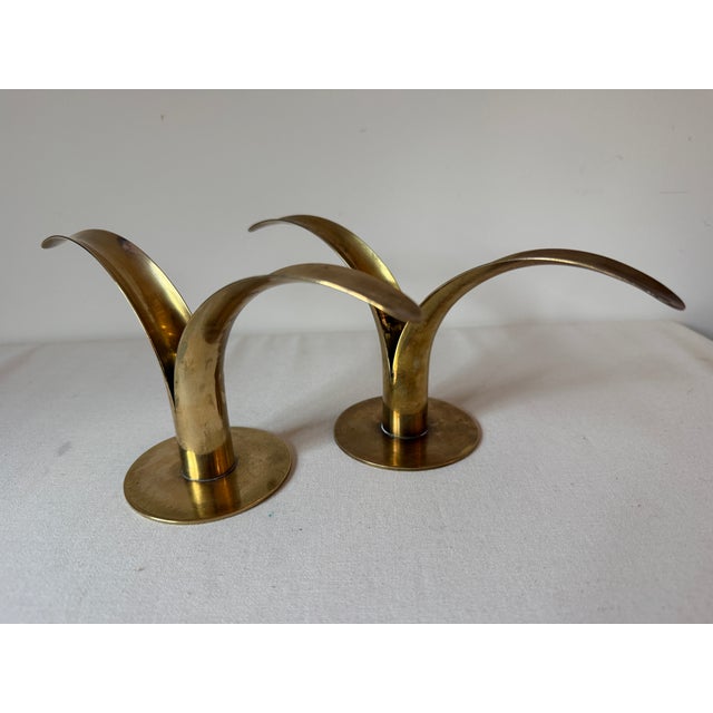 Vintage Mid-Century Pair of "Lily" Candlesticks. They are marked "Made in Sweden", but they are not made by Ystad-Metall....